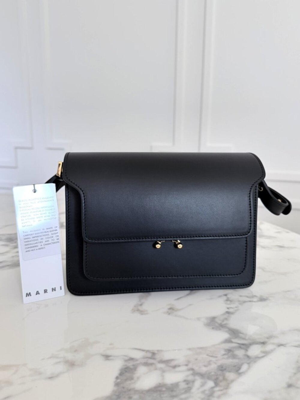 NWT - Marni Calfskin Trunk Shoulder Bag - Black🖤